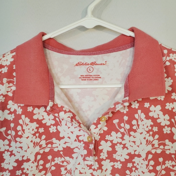 Eddie Bauer Sleeveless Polo Pink White Floral Top - Picture 2 of 7